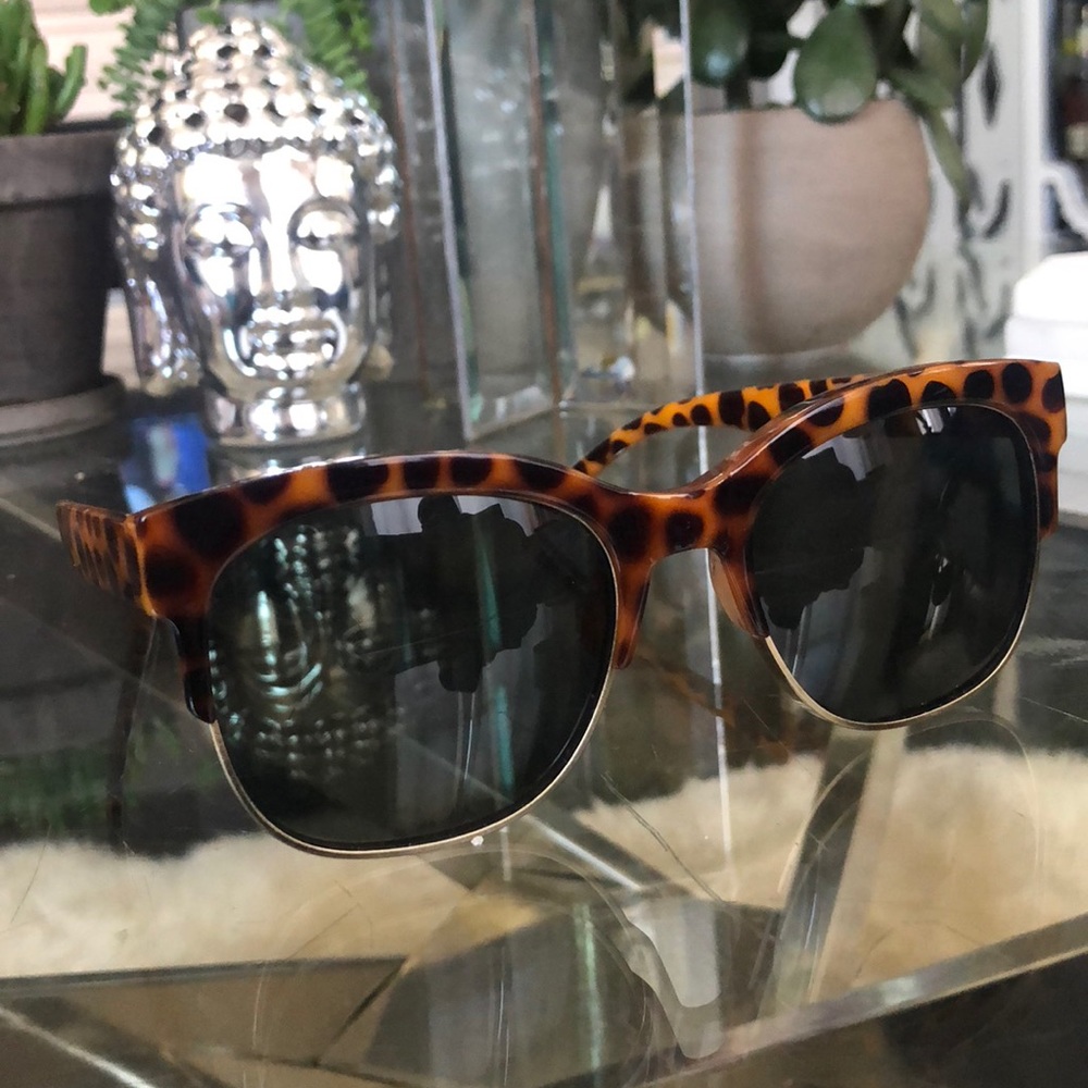Retro Half-Rim Tortoise/Brushed Bronze Sunglasses